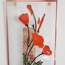 Floral Suncatcher: Framed Stained Glass Window Hanging