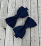 Small Classic Navy Bow on Clips (pair) - Image 1