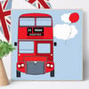 Personalised London Bus Wooden Picture Block, nursery decor baby gift