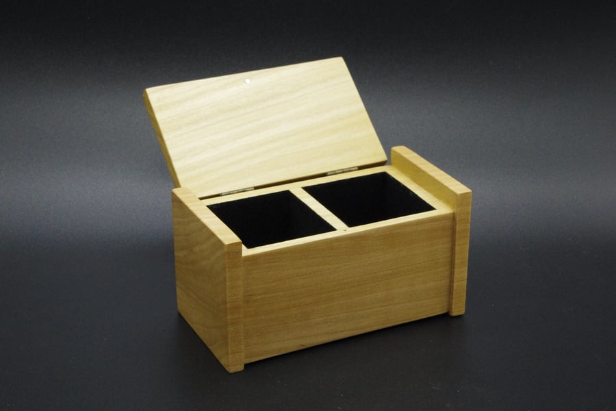 Wooden trinket, ring box. Handmade. Tulip wood. "