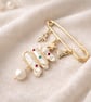 Baroque Pearl Christmas Tree Brooch or Earrings – 925 Silver with 18K Gold, Natu