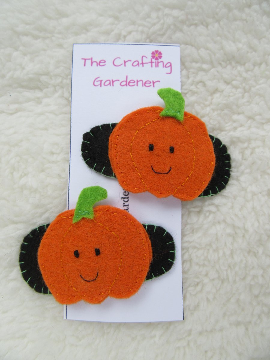 Halloween pumpkin hair clips 