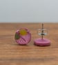 Swirly pink with yellow and green detail studs - Image 3