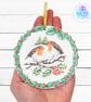 Robin mixed media hanging decoration. Robin ornament. Robin decoration. - Image 2