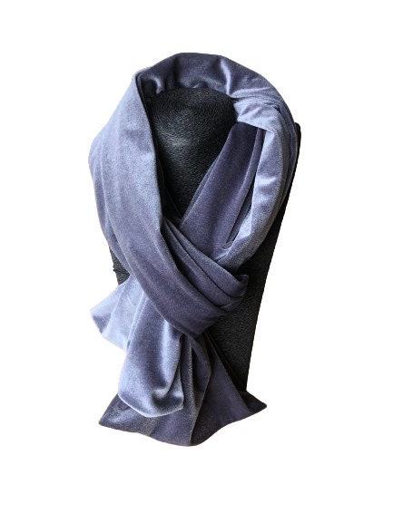 Silver Grey Velvet Scarf