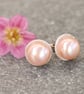 Pearl stud earrings, silver stud earrings, wedding jewellery - Image 3