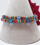 Colourful and sparkly slim beaded Czech glass wrap bracelet - Image 2