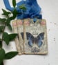  GIFT  TAGS , vintage style.  ( set of 3 ) ' Papillon' . Butterfly. Blue. Paris. - Image 1