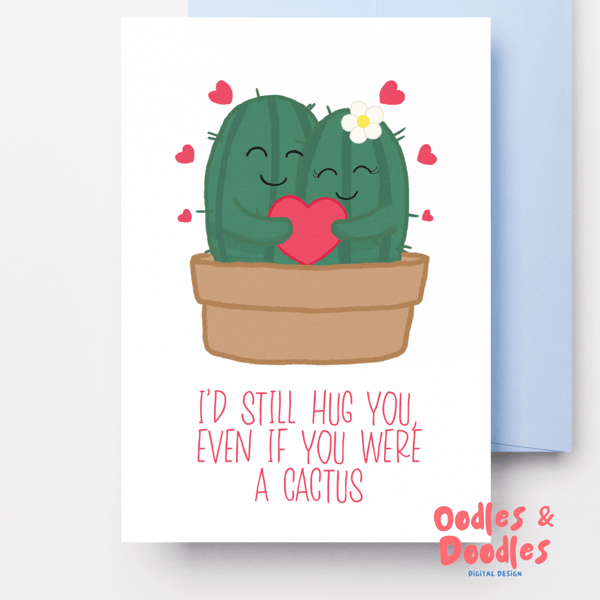 Cactus Valentines Day Card, Funny Valentines Card