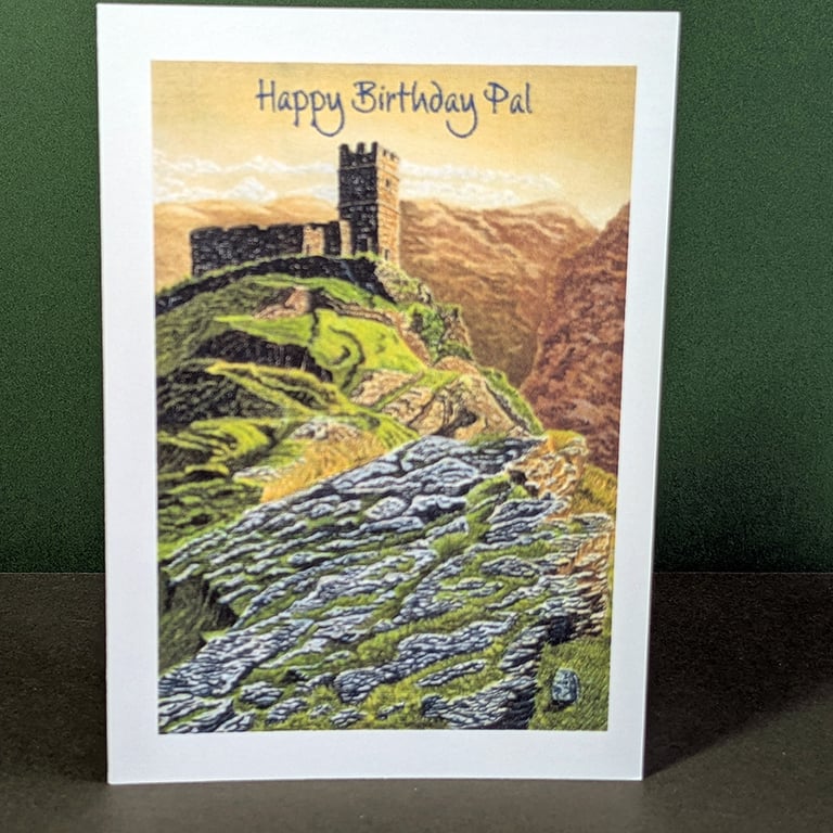 The Tower on the Tor Art Card: Blank or Personalised A6-Size Greetings Card