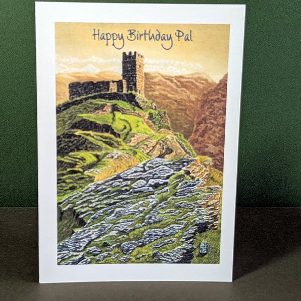 The Tower on the Tor Art Card: Blank or Personalised A6-Size Greetings Card