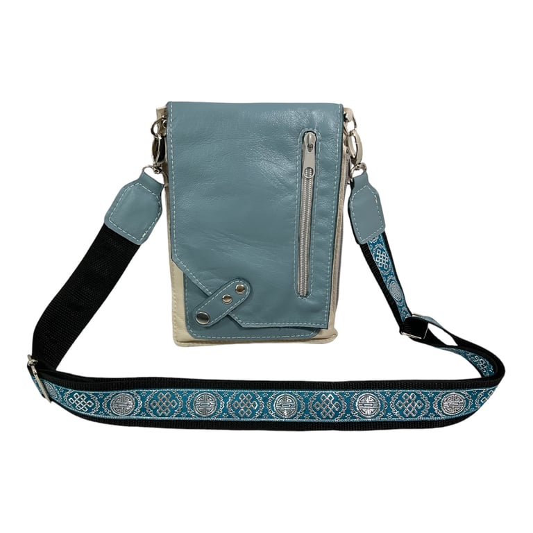 Phone bag made of soft lambs leather, slim, small multi pockets, teen messenger 