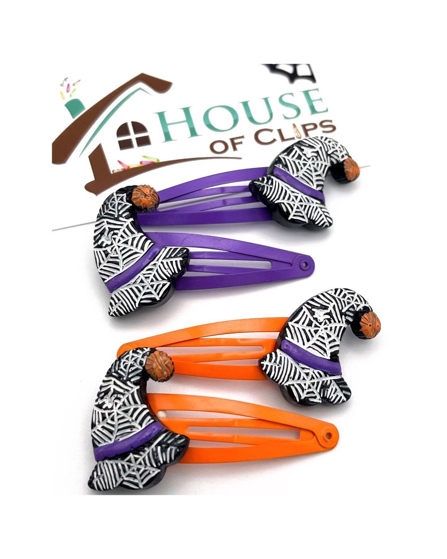 Hocus Pocus Hair Clips x2 - Halloween Witch Hair Clips - Halloween Snap Clips - 