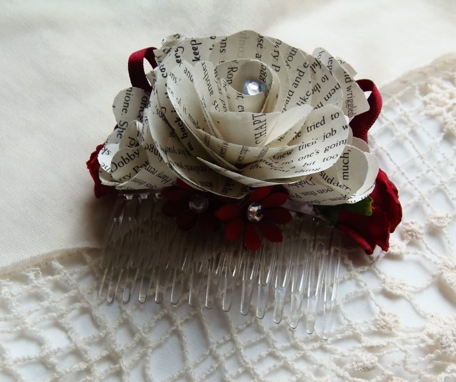 Custom Order: Book Rose Hair Comb