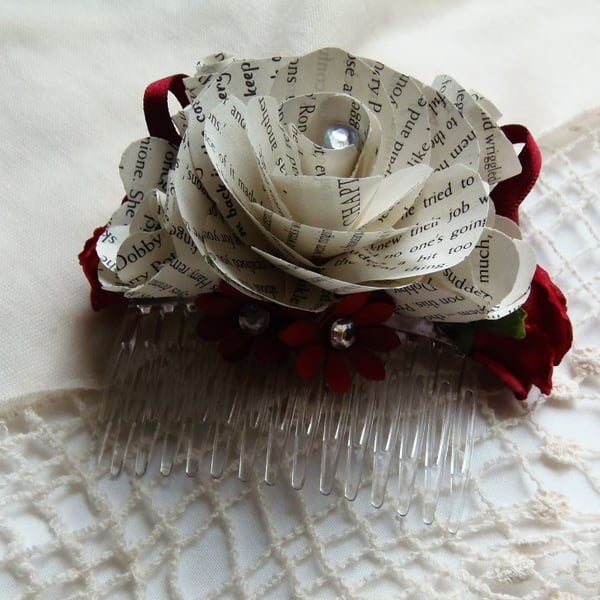 Custom Order: Book Rose Hair Comb