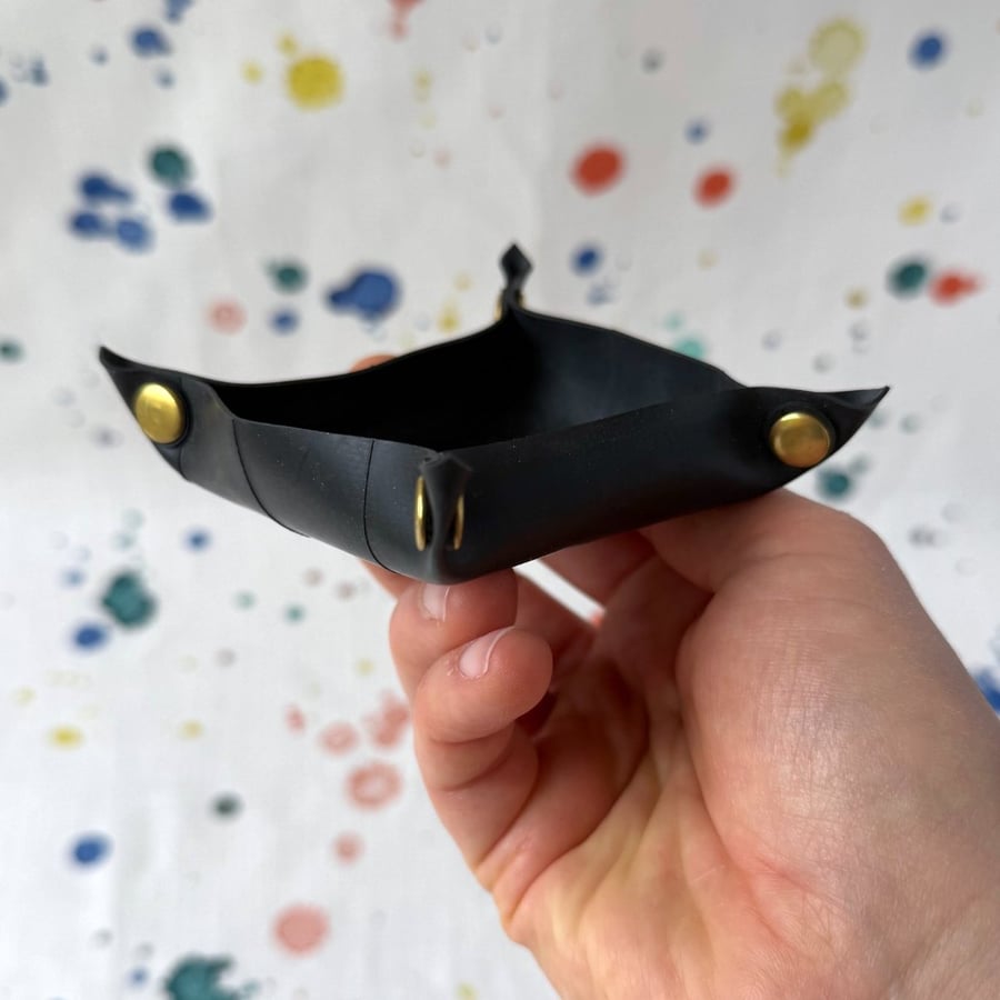 Small Tray made from Bicycle Inner Tubes - Gold Coloured Rivets - Super Seconds