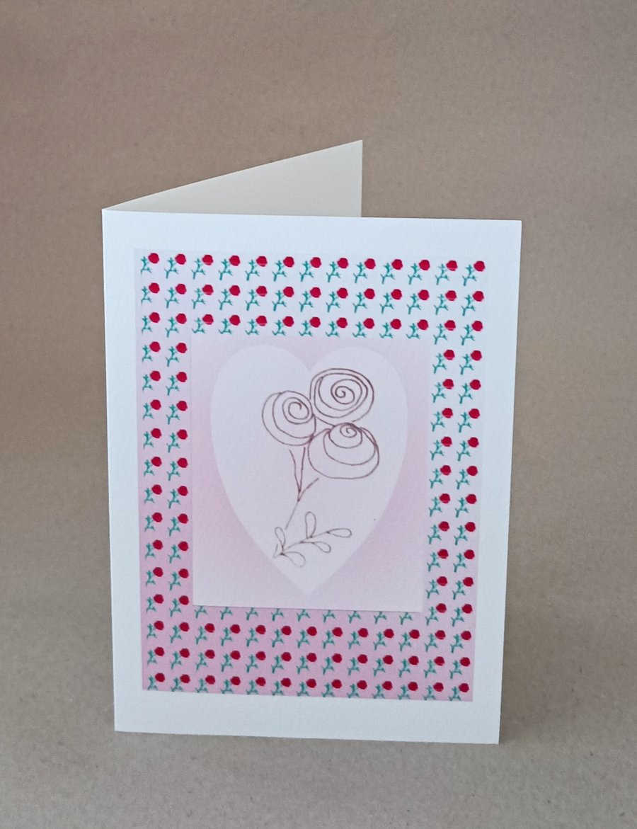 Rose Heart a handmade card for a Wedding card, Engagement card