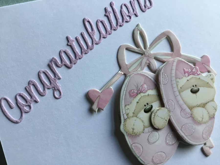 baby twins card. A lovely congratulations card for twin girls. Twin girlsCC323. 