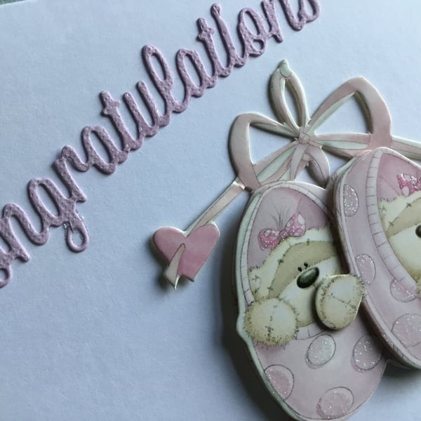 baby twins card. A lovely congratulations card for twin girls. Twin girlsCC323. 