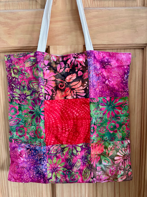 Pink Fiesta Batik Fabric Tote Bag Sewing Kit