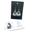 Blue and silver peacock fan earrings