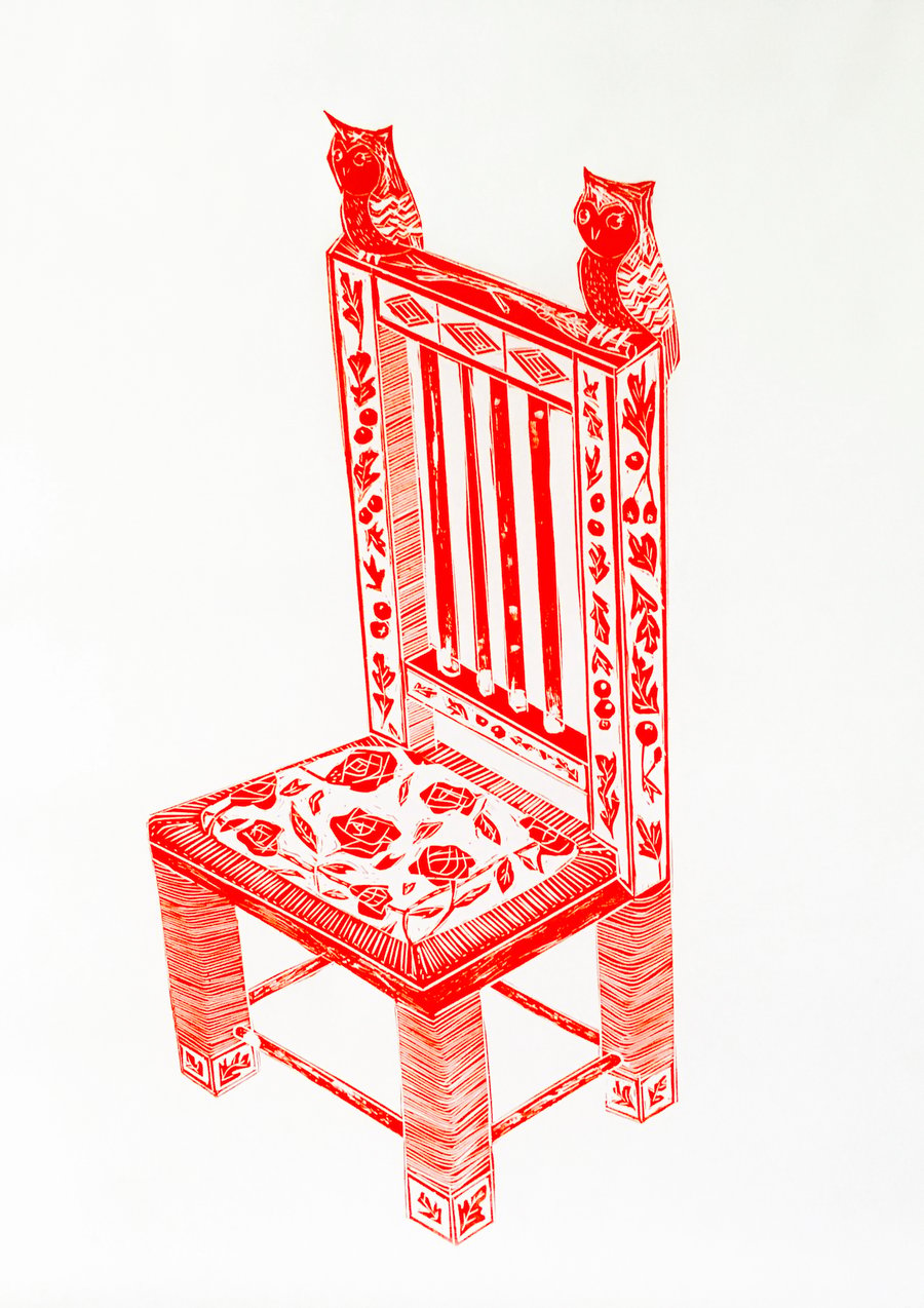 Arts and Crafts Chair - Lino Cut