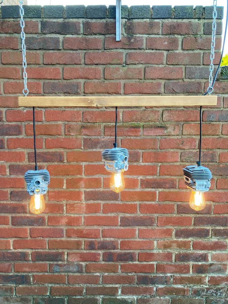Beam Lamp with Triple Pendants, Unique Industrial Look Ceiling Light