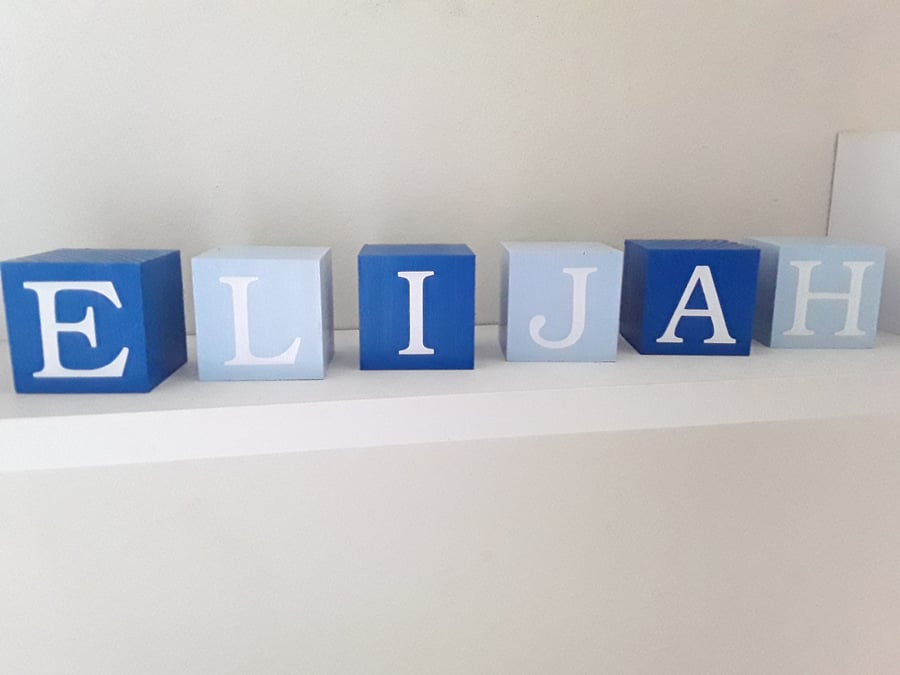 Personalised handpainted wood name blocks 