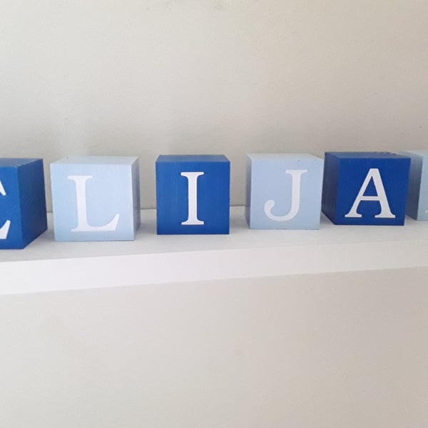 Personalised handpainted wood name blocks 