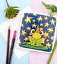 Frog Wizard Blank Greetings Card Froggy Card Frog and Stars Card