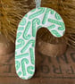 Ceramic candy cane Christmas decoration green - Image 4