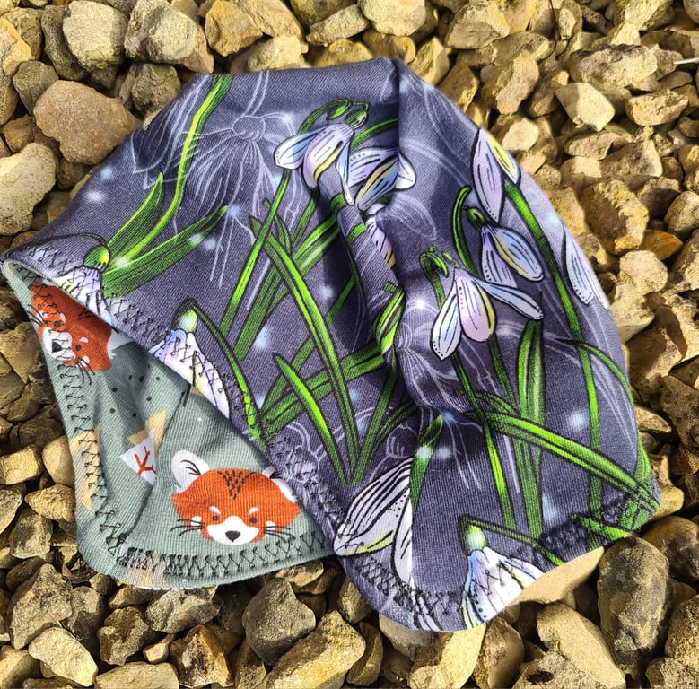 Reversable Bike Helmet Hat Baby Toddler - Snowdrops & Red Panda