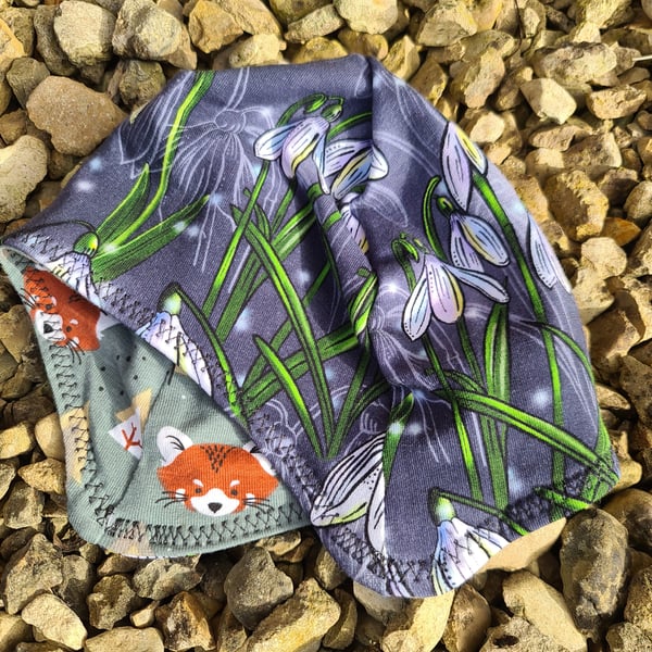 Reversable Bike Helmet Hat Baby Toddler - Snowdrops & Red Panda