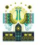 298 - Cross stitch Pattern Scandinavian style geometric folk art Peacocks - Image 1