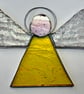 Stained Glass Triangle Angel - Iridescent yellow with clear wings - Image 4