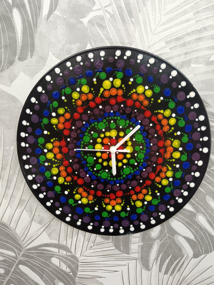 Hand painted Clock recycled vinyl record