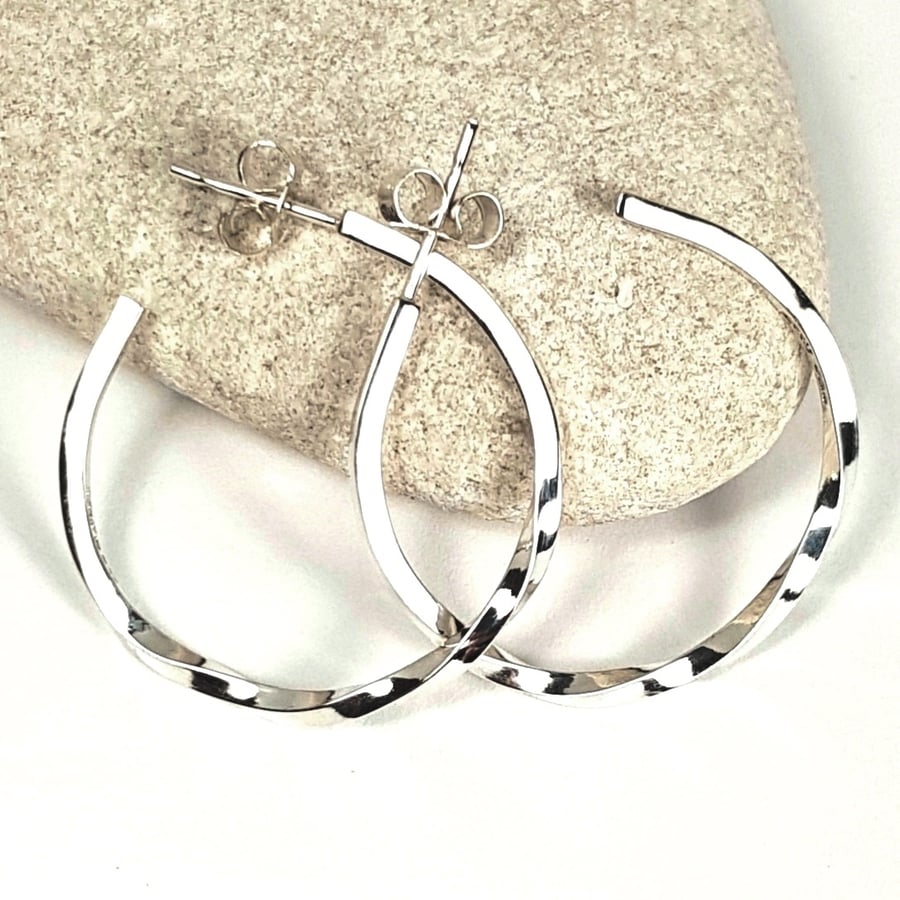 Hoop Earrings, Sterling Silver Hoops, Simple Silver Earrings