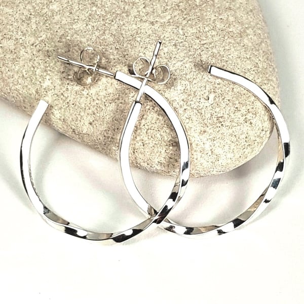 Hoop Earrings, Sterling Silver Hoops, Simple Silver Earrings