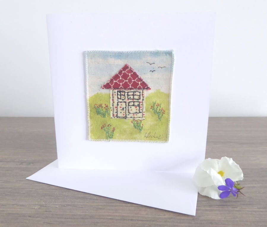 'HOME' - Textile card, new home, house warming