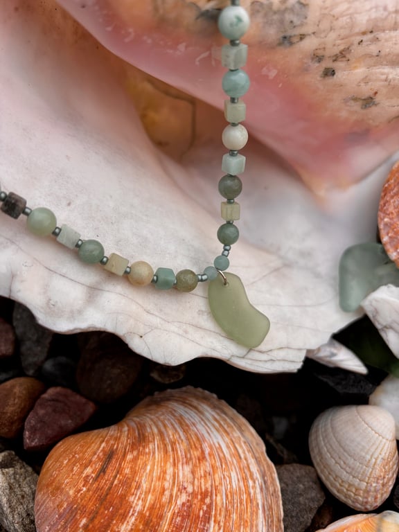 Necklace - Sea Glass and Amazonite Necklace