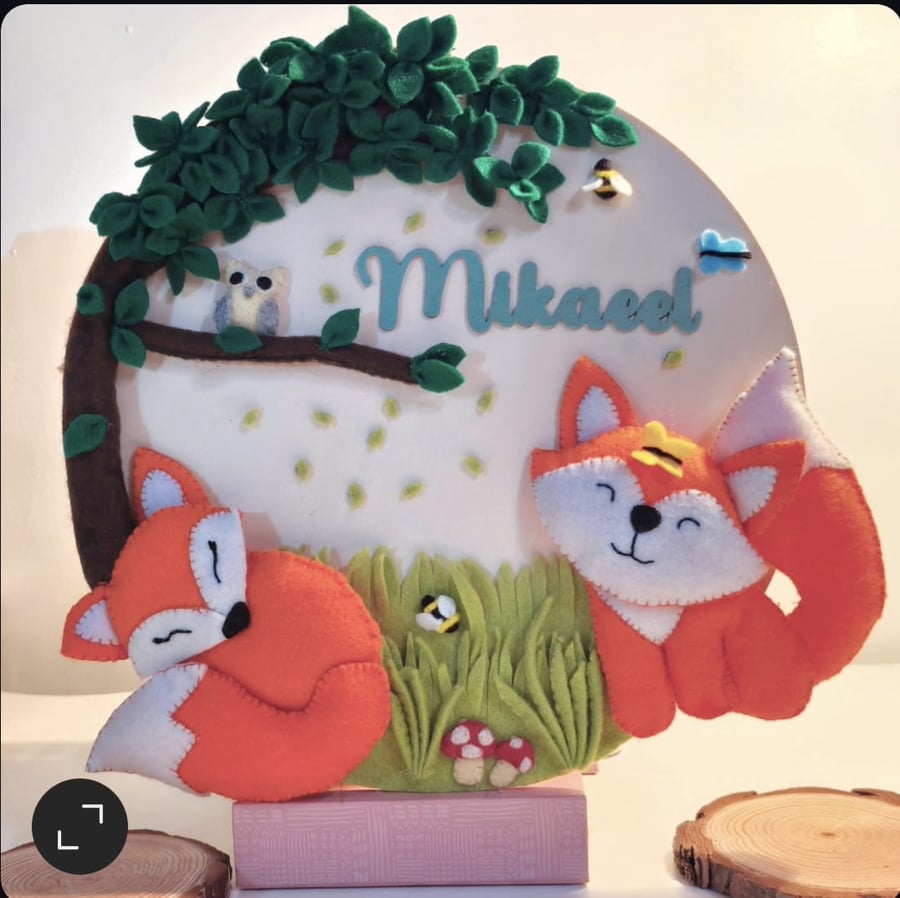 Personalised Woodland Fox Wall Hanging for Children