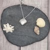 Real seashell preserved in silver, pendant necklace