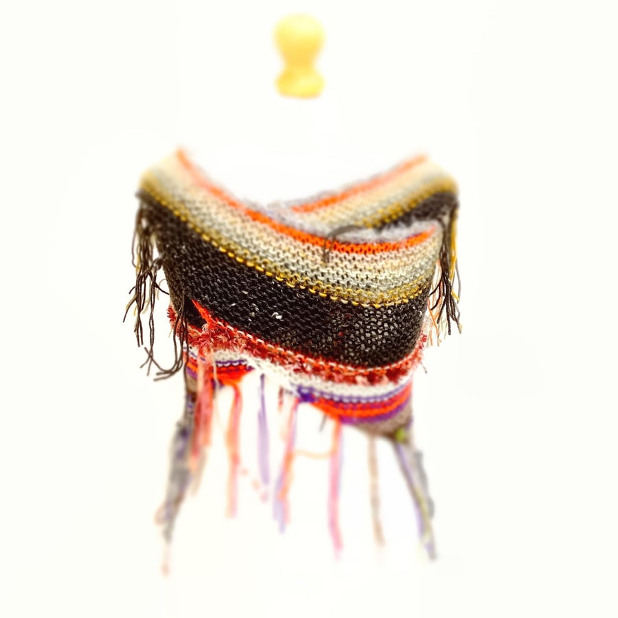 Shaggy Shawl with Browns and Oranges