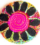 38mm Badge Hand Dyed Fabric Floral badge with Free Machine Embroidery 