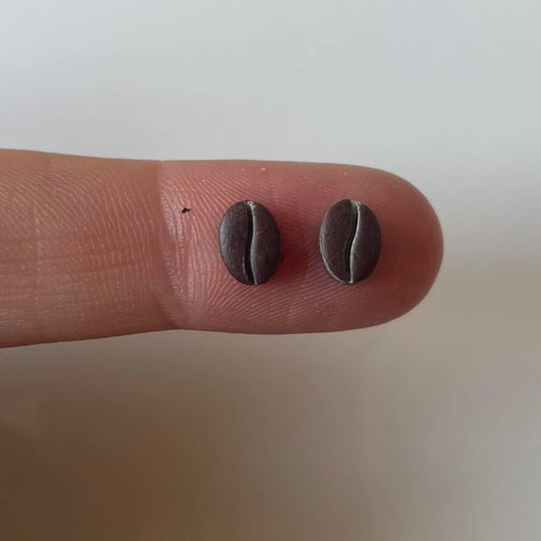 Handmade Polymer Clay Micro Studs (Coffee Bean)