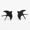 Flying Swallow Oxidised Silver Stud Earrings