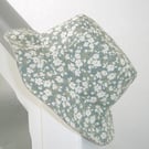 Sun Hat Bucket Hat SMALL Adult Size Green Floral Reversible Summer Hat Linen