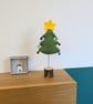 Crochet Mini Christmas Tree with Bells and Star, Table Decoration, Xmas Tree, In - Image 1