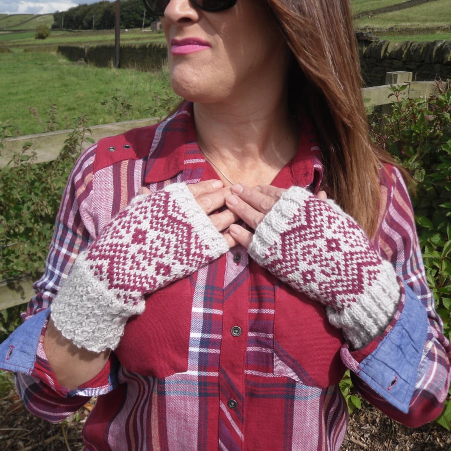 Fair Isle Inspired Gloves Knitting Pattern
