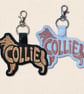 Collie Keyring - Embroidered Dog Word Art Bag Charm - Image 1